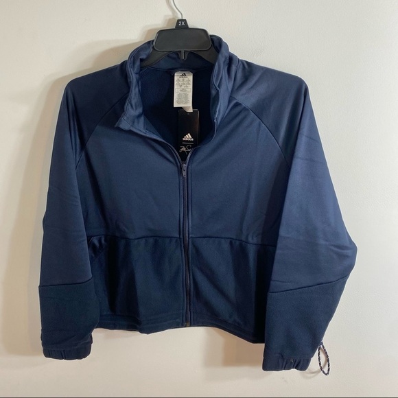 Adidas Zoe Saldana Primegreen Tricot Track Jacket NWT 2X Blue Full Zip - Picture 2 of 9